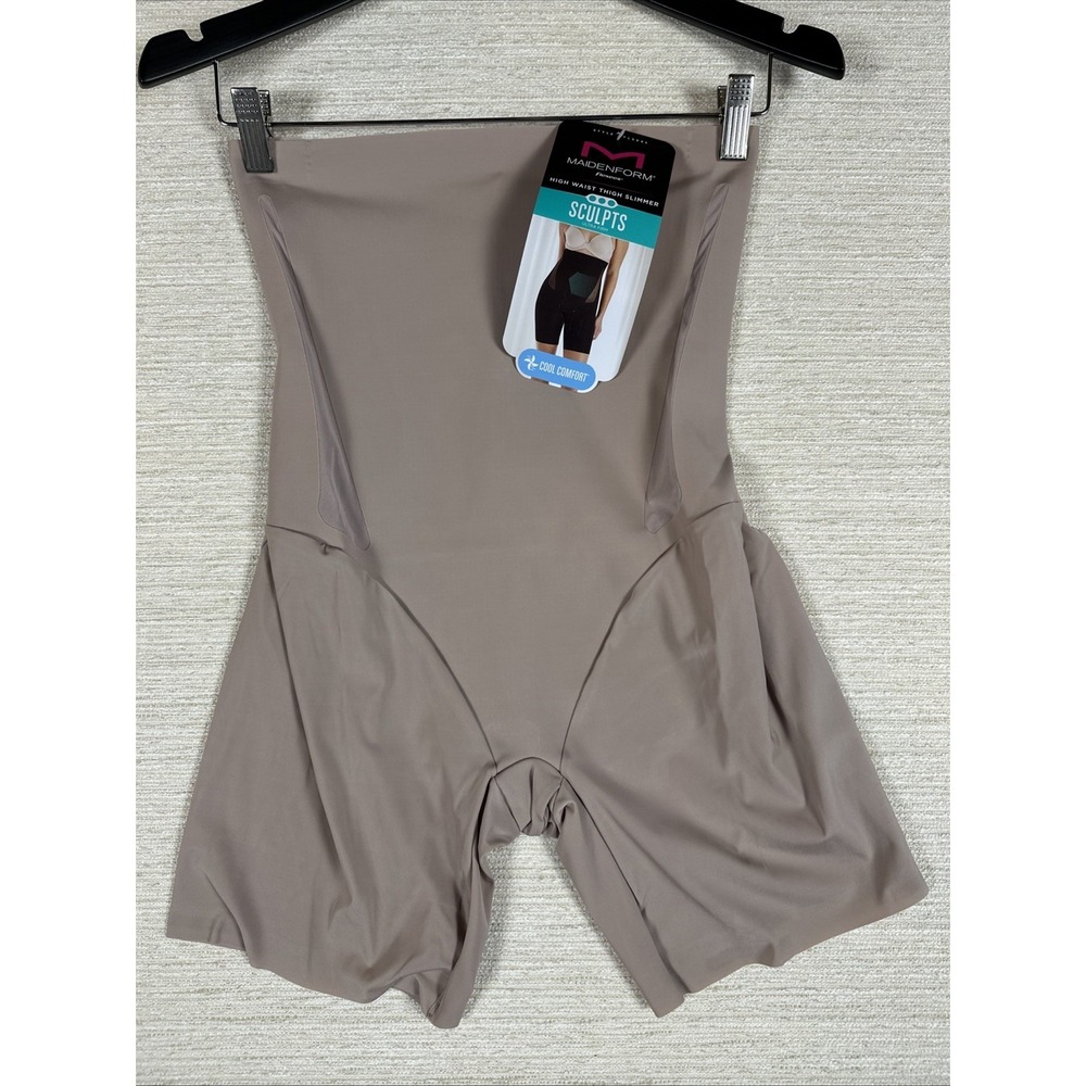 Maidenform Flexees Shapewear Shorts XL Hi Waist Tummy Control Thigh Slimmer Nude